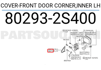 Nissan 802932S400 COVER-FRONT DOOR CORNER,INNER LH