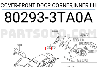 Nissan 802933TA0A COVER-FRONT DOOR CORNER,INNER LH