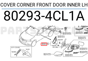 Nissan 802934CL1A COVER CORNER FRONT DOOR INNER LH