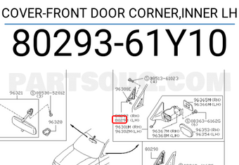 Nissan 8029361Y10 COVER-FRONT DOOR CORNER,INNER LH
