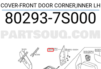 Nissan 802937S000 COVER-FRONT DOOR CORNER,INNER LH