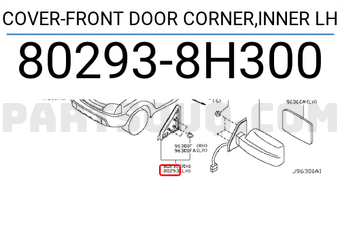 Nissan 802938H300 COVER-FRONT DOOR CORNER,INNER LH