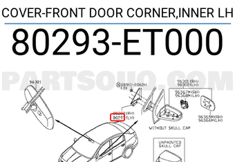 Nissan 80293ET000 COVER-FRONT DOOR CORNER,INNER LH