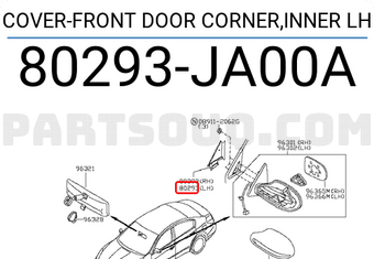 Nissan 80293JA00A COVER-FRONT DOOR CORNER,INNER LH