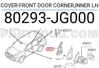 Nissan 80293JG000 COVER-FRONT DOOR CORNER,INNER LH