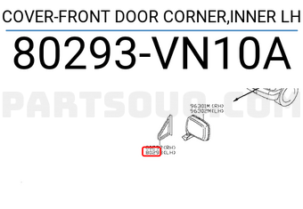 Nissan 80293VN10A COVER-FRONT DOOR CORNER,INNER LH