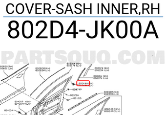 Nissan 802D4JK00A COVER-SASH INNER,RH