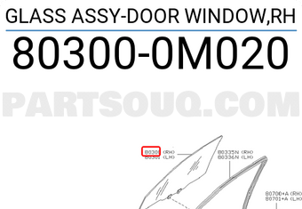 Nissan 803000M020 GLASS ASSY-DOOR WINDOW,RH