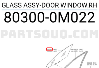 Nissan 803000M022 GLASS ASSY-DOOR WINDOW,RH