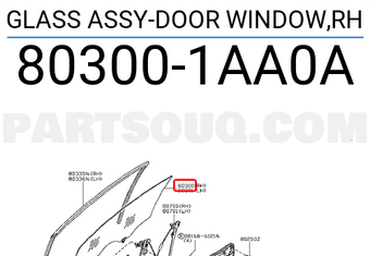 Nissan 803001AA0A GLASS ASSY-DOOR WINDOW,RH