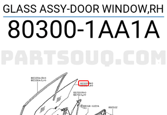 Nissan 803001AA1A GLASS ASSY-DOOR WINDOW,RH