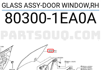 Nissan 803001EA0A GLASS ASSY-DOOR WINDOW,RH