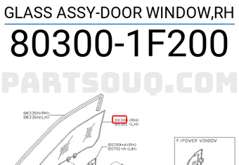 Nissan 803001F200 GLASS ASSY-DOOR WINDOW,RH