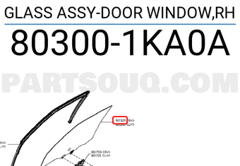 Nissan 803001KA0A GLASS ASSY-DOOR WINDOW,RH