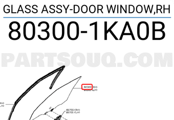 Nissan 803001KA0B GLASS ASSY-DOOR WINDOW,RH