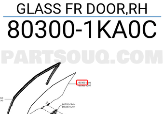 Nissan 803001KA0C GLASS FR DOOR,RH