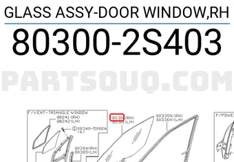 Nissan 803002S403 GLASS ASSY-DOOR WINDOW,RH
