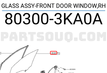 Nissan 803003KA0A GLASS ASSY-FRONT DOOR WINDOW,RH