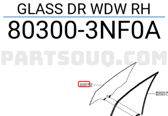 Nissan 803003NF0A GLASS DR WDW RH