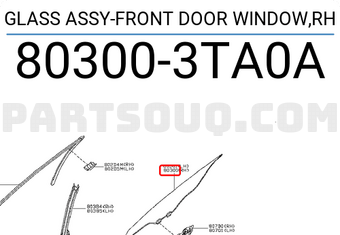 Nissan 803003TA0A GLASS ASSY-FRONT DOOR WINDOW,RH
