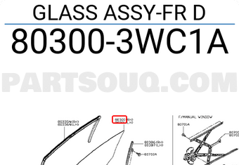 Nissan 803003WC1A GLASS ASSY-FR D