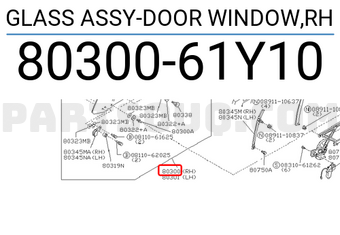 Nissan 8030061Y10 GLASS ASSY-DOOR WINDOW,RH