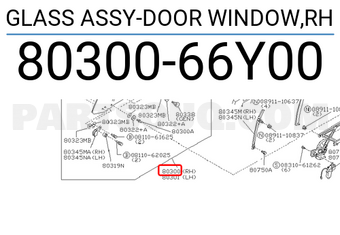 Nissan 8030066Y00 GLASS ASSY-DOOR WINDOW,RH