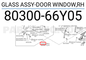 Nissan 8030066Y05 GLASS ASSY-DOOR WINDOW,RH