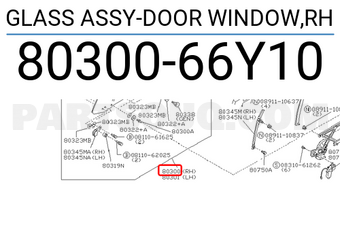 Nissan 8030066Y10 GLASS ASSY-DOOR WINDOW,RH