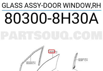 Nissan 803008H30A GLASS ASSY-DOOR WINDOW,RH