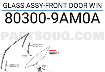 Nissan 803009AM0A GLASS ASSY-FRONT DOOR WIN