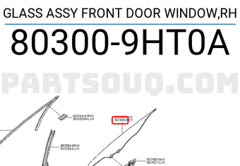 Nissan 803009HT0A GLASS ASSY FRONT DOOR WINDOW,RH
