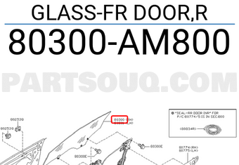 Nissan 80300AM800 GLASS-FR DOOR,R