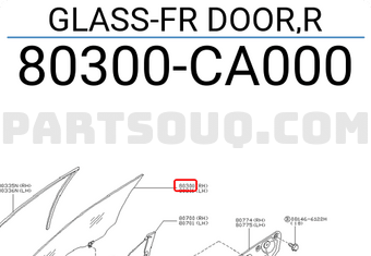 Nissan 80300CA000 GLASS-FR DOOR,R