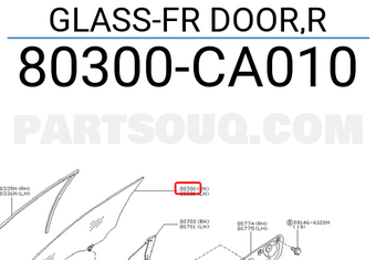 Nissan 80300CA010 GLASS-FR DOOR,R