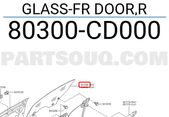 Nissan 80300CD000 GLASS-FR DOOR,R