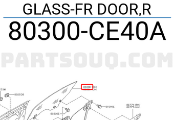 Nissan 80300CE40A GLASS-FR DOOR,R
