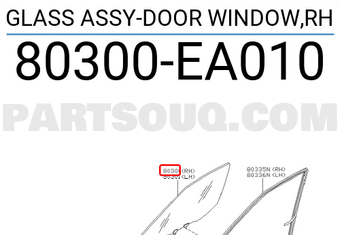 Nissan 80300EA010 GLASS ASSY-DOOR WINDOW,RH