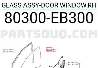 Nissan 80300EB300 GLASS ASSY-DOOR WINDOW,RH