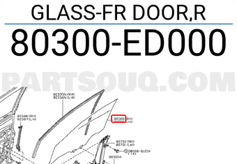 Nissan 80300ED000 GLASS-FR DOOR,R