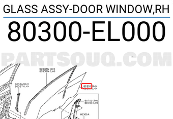 Nissan 80300EL000 GLASS ASSY-DOOR WINDOW,RH