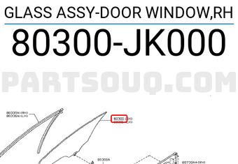 Nissan 80300JK000 GLASS ASSY-DOOR WINDOW,RH