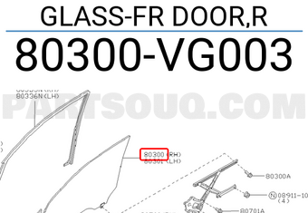 Nissan 80300VG003 GLASS-FR DOOR,R