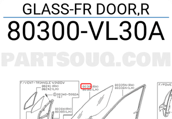 Nissan 80300VL30A GLASS-FR DOOR,R