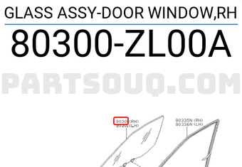 Nissan 80300ZL00A GLASS ASSY-DOOR WINDOW,RH