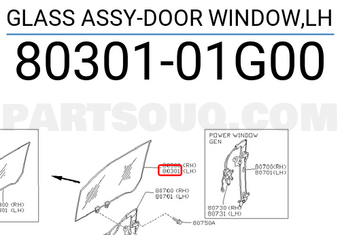 Nissan 8030101G00 GLASS ASSY-DOOR WINDOW,LH