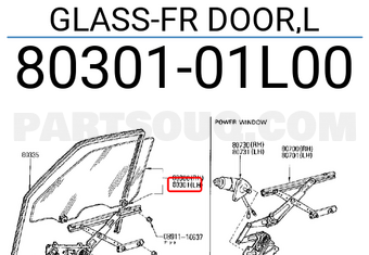Nissan 8030101L00 GLASS-FR DOOR,L