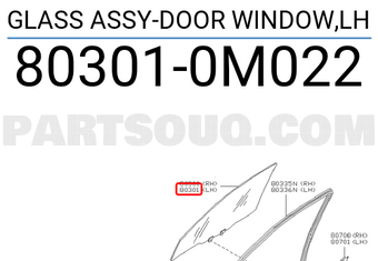Nissan 803010M022 GLASS ASSY-DOOR WINDOW,LH