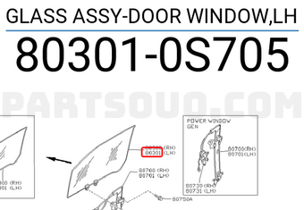 Nissan 803010S705 GLASS ASSY-DOOR WINDOW,LH
