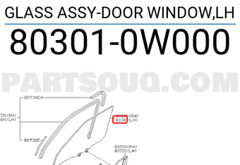 Nissan 803010W000 GLASS ASSY-DOOR WINDOW,LH